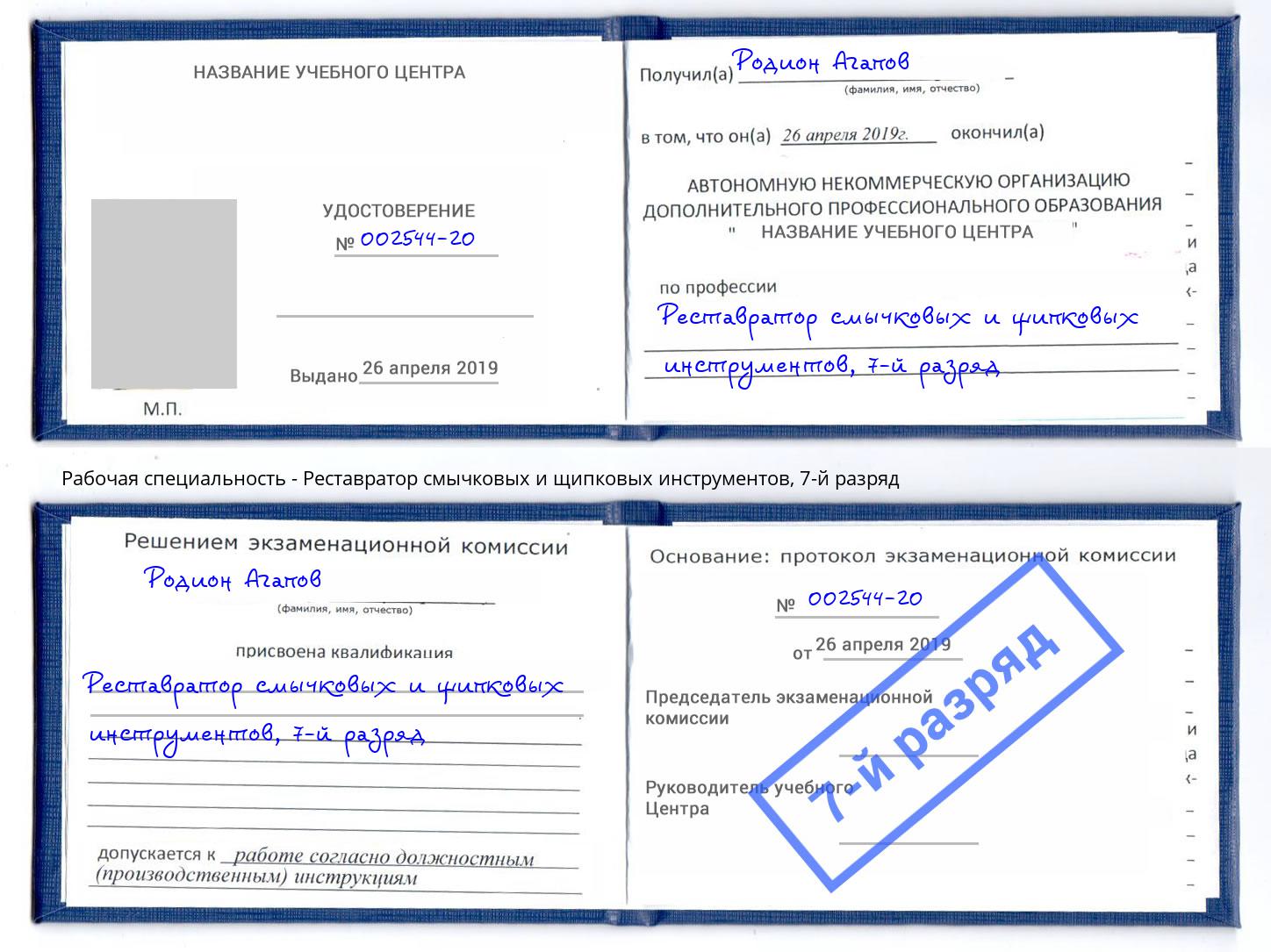 корочка 7-й разряд Реставратор смычковых и щипковых инструментов Черемхово